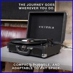 Elegant Purple Glitter Portable Vinyl Record Player with Bluetooth and Speakers