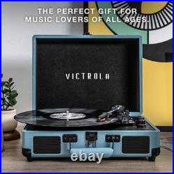 Elegant Purple Glitter Portable Vinyl Record Player with Bluetooth and Speakers