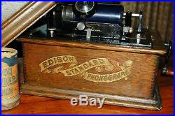 Exc 1903 Edison Standard A 2-Minute Cylinder Phonograph Record Player and Horn