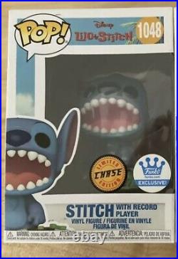 FUNKO POP SHOP EXCL DISNEY STITCH with RECORD PLAYER #1048 CHASE VERSION
