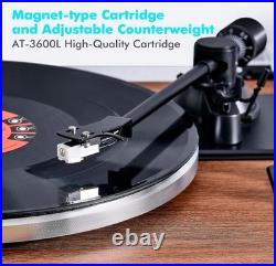 FancyRabbit Black Wood Record Player Built-in Speakers Bluetooth 33/45RPM NIB