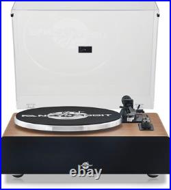 FancyRabbit Walnut Record Player Built-in Speakers Bluetooth 33/45RPM NIB
