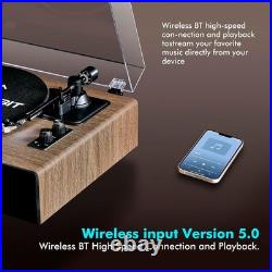 FancyRabbit Walnut Record Player Built-in Speakers Bluetooth 33/45RPM NIB