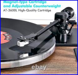 FancyRabbit Walnut Record Player Built-in Speakers Bluetooth 33/45RPM NIB