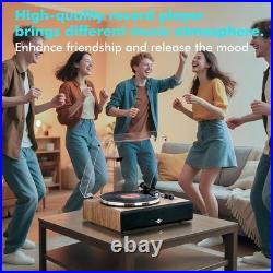 FancyRabbit Walnut Record Player Built-in Speakers Bluetooth 33/45RPM NIB