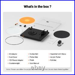 Fosi Audio Luna3 Vintage Vinyl Record Player 33/45RPM Analog Turntable System