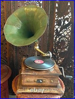 Fully Functional Vintage Gramophone Working Phonograph win-up Record Player