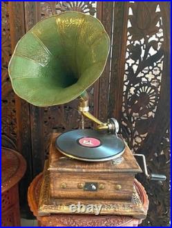 Fully Functional Vintage Gramophone Working Phonograph win-up Record Player
