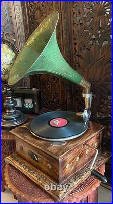 Fully Functional Vintage Gramophone Working Phonograph win-up Record Player