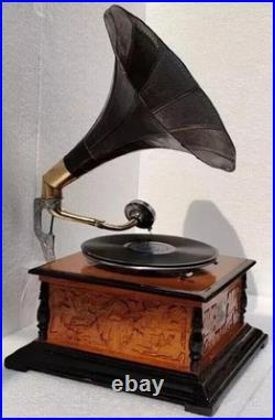 Fully Functional Vintage Gramophone Working Phonograph win-up Record Player Fully Functional Vintage Gramophone Working Phonograph win-up Record Player