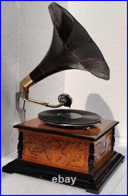 Fully Working Phonograph Antique Gramophone win-up record player Phonograph