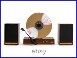 Fuse GLD Vertical Vinyl Record Player with Speakers, Bluetooth, AUX Gold Trim