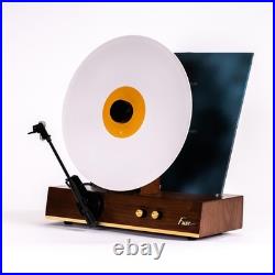 Fuse GLD Vertical Vinyl Record Player with Speakers, Bluetooth, AUX Gold Trim