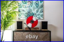 Fuse GLD Vertical Vinyl Record Player with Speakers, Bluetooth, AUX Gold Trim