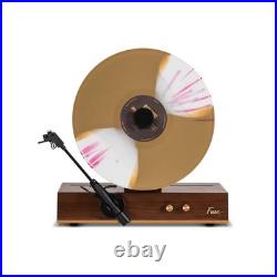 Fuse GLD Vertical Vinyl Record Player witho Speakers, Bluetooth, Wood Gold Trim