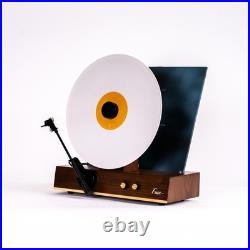 Fuse GLD Vertical Vinyl Record Player witho Speakers, Bluetooth, Wood Gold Trim