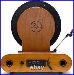 Fuse Vert Vertical Vinyl Record Player- Bluetooth, FM Radio, Alarm, Ashtree Wood