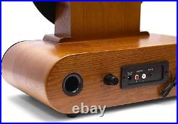 Fuse Vert Vertical Vinyl Record Player- Bluetooth, FM Radio, Alarm, Ashtree Wood