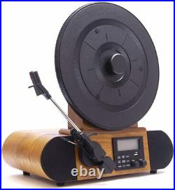 Fuse Vert Vertical Vinyl Record Player- Bluetooth, FM Radio, Alarm, Ashtree Wood