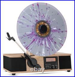 Fuse Wrap Vertical Vinyl Record Player Radio, Bluetooth, Alarm Clock Bamboo
