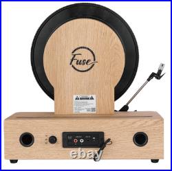 Fuse Wrap Vertical Vinyl Record Player Radio, Bluetooth, Alarm Clock Bamboo