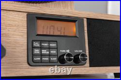 Fuse Wrap Vertical Vinyl Record Player Radio, Bluetooth, Alarm Clock Bamboo