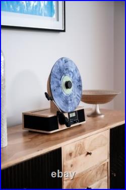 Fuse Wrap Vertical Vinyl Record Player Radio, Bluetooth, Alarm Clock Bamboo