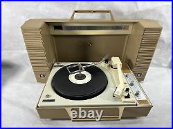 GE Wildcat Portable Stereo Record Player Clean Serviced & Working Read Descript
