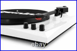 Gemini Bluetooth Vinyl Record Player Stereo System Home Turntable White Speakers