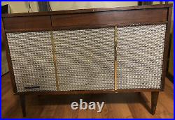 General Electric Vintage Mid Century Modern Stereo Console Record Player Radio