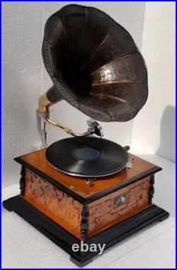 Gramophone Antique Phonograph, win-up record player Phonograph Fully Working Gif