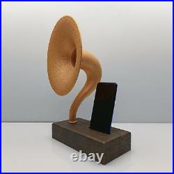 Gramophone Phonograph Vintage Antique Record Player Wooden Body Gold Metal