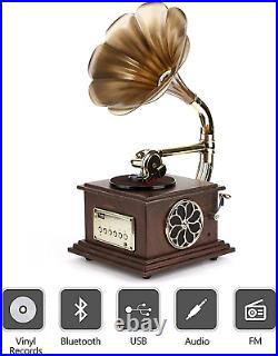 Gramophone Record Player Retro Turntable All in One Vintage Phonograph Nostalgic