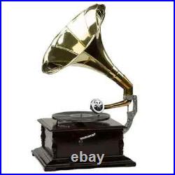 Gramophone With Brass Horn Record Player 78 rpm vinyl phonograph Replica