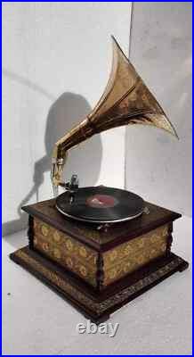 Gramophone player Functional working Phonograph Vintage Style winup record Gift Gramophone player Functional working Phonograph Vintage Style winup record Gift