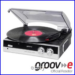 Groov-e Vintage Vinyl Record Player With Built In Speakers Black Gvtt01bk