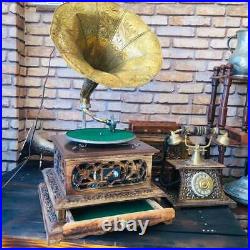 HMV Gramophone Fully Funtional Working, Antique, win-up record player phonograpf