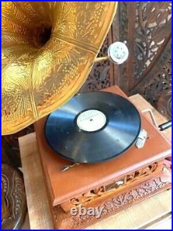 HMV Gramophone Record player phonograph Brass Horn win-up Replica Handmade Gift