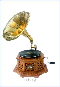 HMV Gramophone record Player Phonograph Gramophone embroidered Handmade Gramopho
