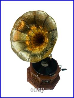 HMV Gramophone record Player Phonograph Gramophone embroidered Handmade Gramopho