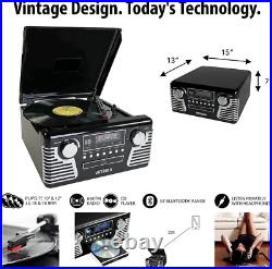 Haley Retro Bluetooth Record Player & Multimedia Center with Built-In Speakers Haley Retro Bluetooth Record Player & Multimedia Center with Built-In Speakers