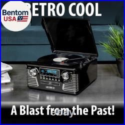 Haley Retro Bluetooth Record Player & Multimedia Center with Built-In Speakers