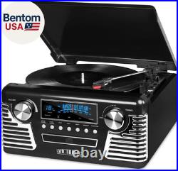 Haley Retro Bluetooth Record Player & Multimedia Center with Built-In Speakers