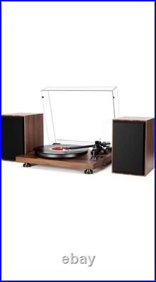 HiFi Turntable Bluetooth USB, Record Player with Speaker, Dual Compact Brown