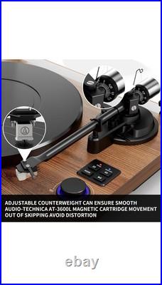 HiFi Turntable Bluetooth USB, Record Player with Speaker, Dual Compact Brown