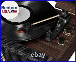 Highland 4-In-1 Bluetooth Record Player with Speakers 3-Speed Vinyl Record Pla
