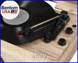 Highland 4-In-1 Bluetooth Record Player with Speakers 3-Speed Vinyl Record Pla