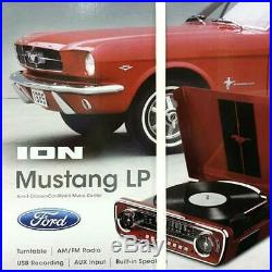 ION Audio 1965 FORD MUSTANG LP Classic Car Turntable USB Record Player Radio FM