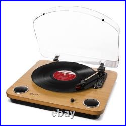 ION Audio Max LP Record Player Built-in Speakers USB 33/45/78 RPM Wood Grain