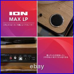 ION Audio Max LP Record Player Built-in Speakers USB 33/45/78 RPM Wood Grain